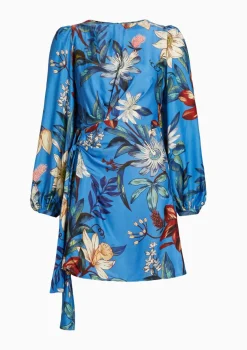 Surreal Flowers Blue Wrap Mini Dress