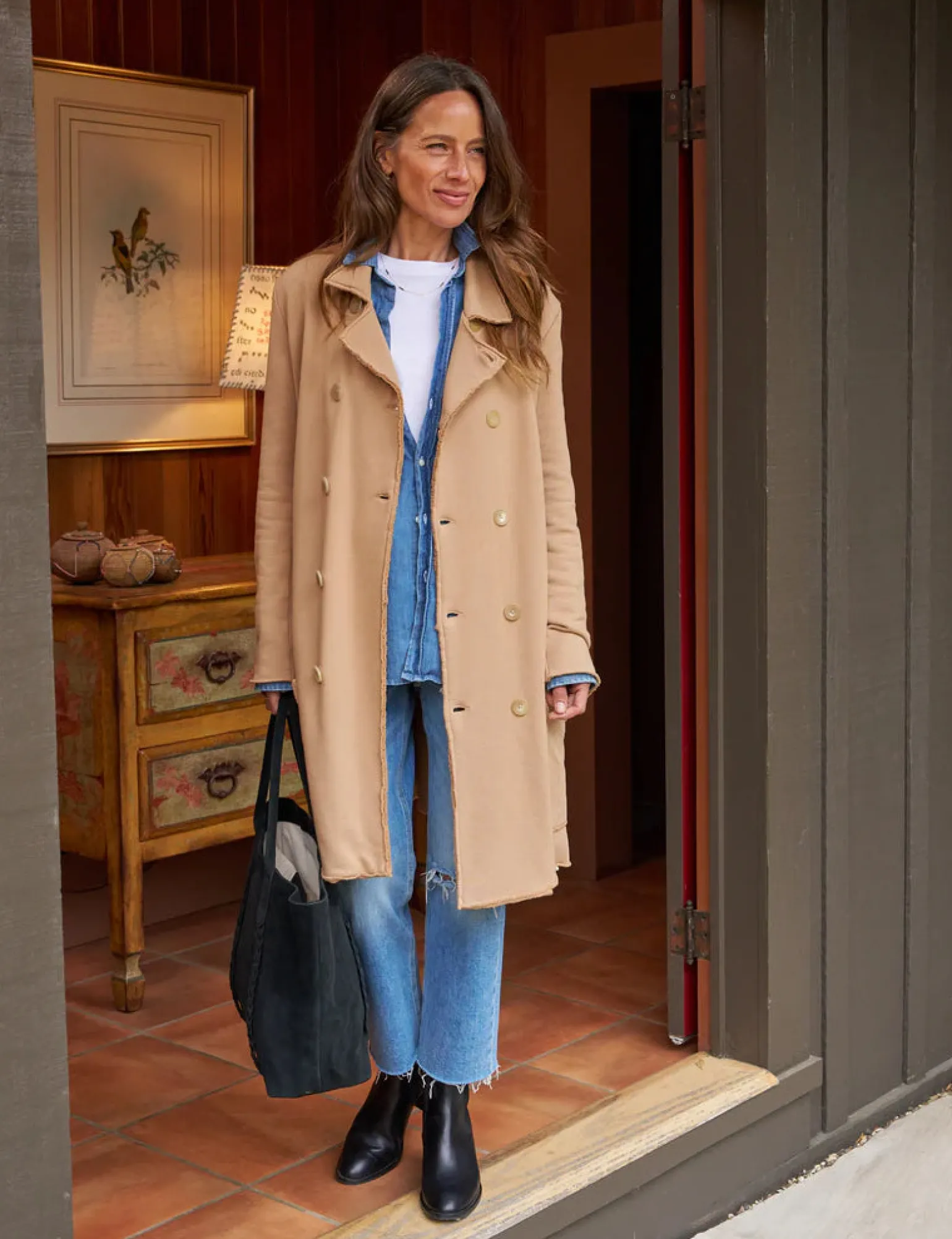 Sweatshirt Trench Coat Camel