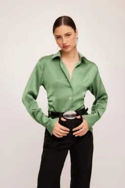 Tawnie Side Pleat Shirt Sage