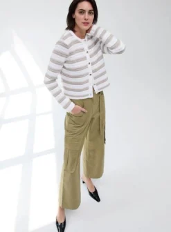 Texture Stripe Jacket Bleach White/Sand Dollar