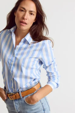 The Boyfriend Shirt Wide Sky Blue/White Stripe