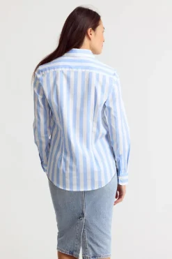 The Boyfriend Shirt Wide Sky Blue/White Stripe