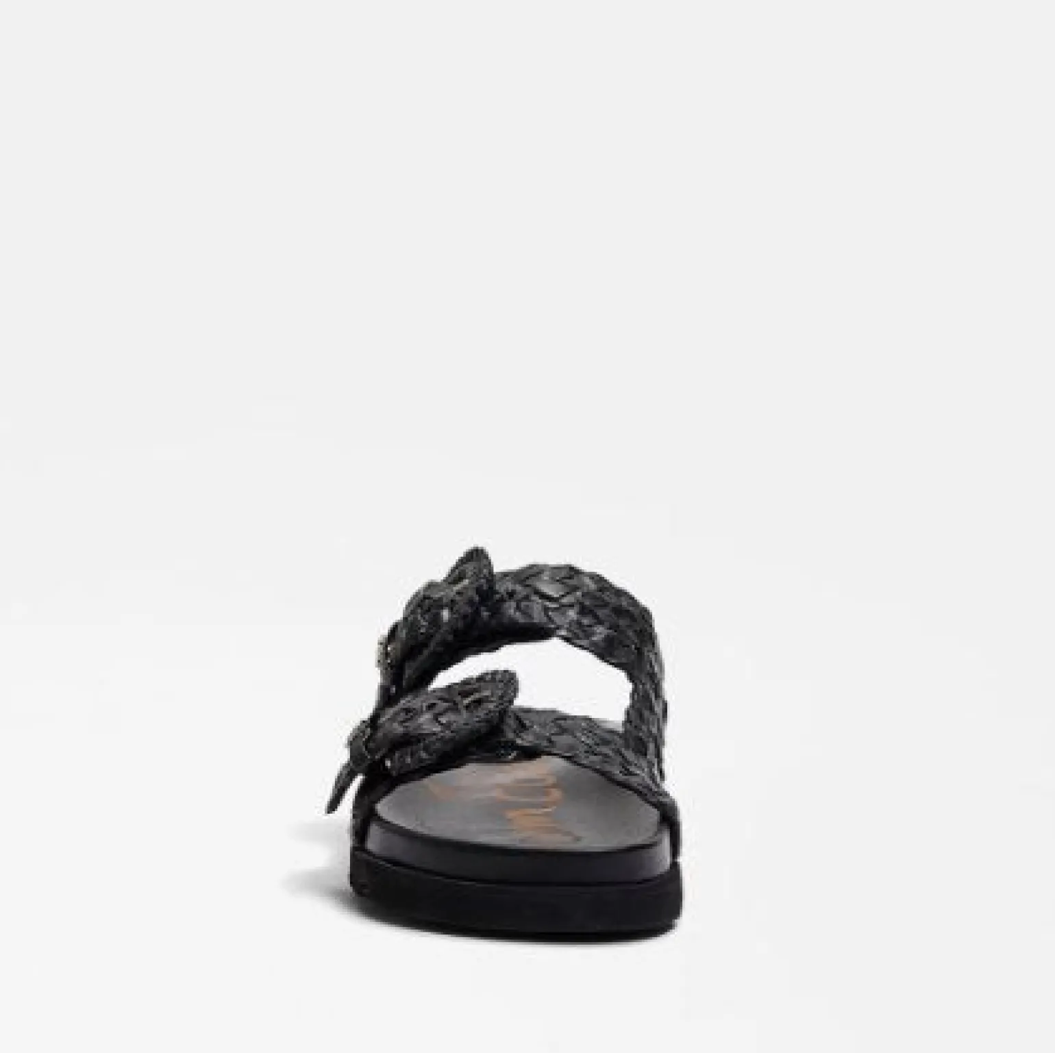 Tiffanie Slide Footbed Sandal Black Woven Leather