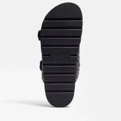 Tiffanie Slide Footbed Sandal Black Woven Leather