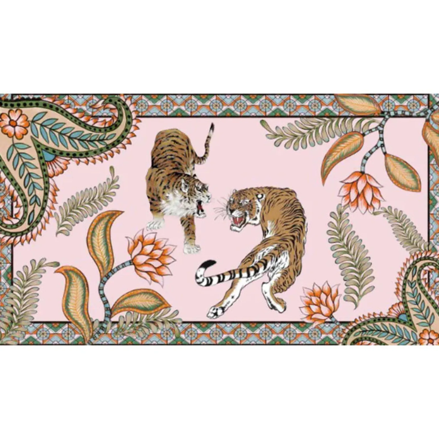 Tiger & Jungle Cashmere Scarf Rose
