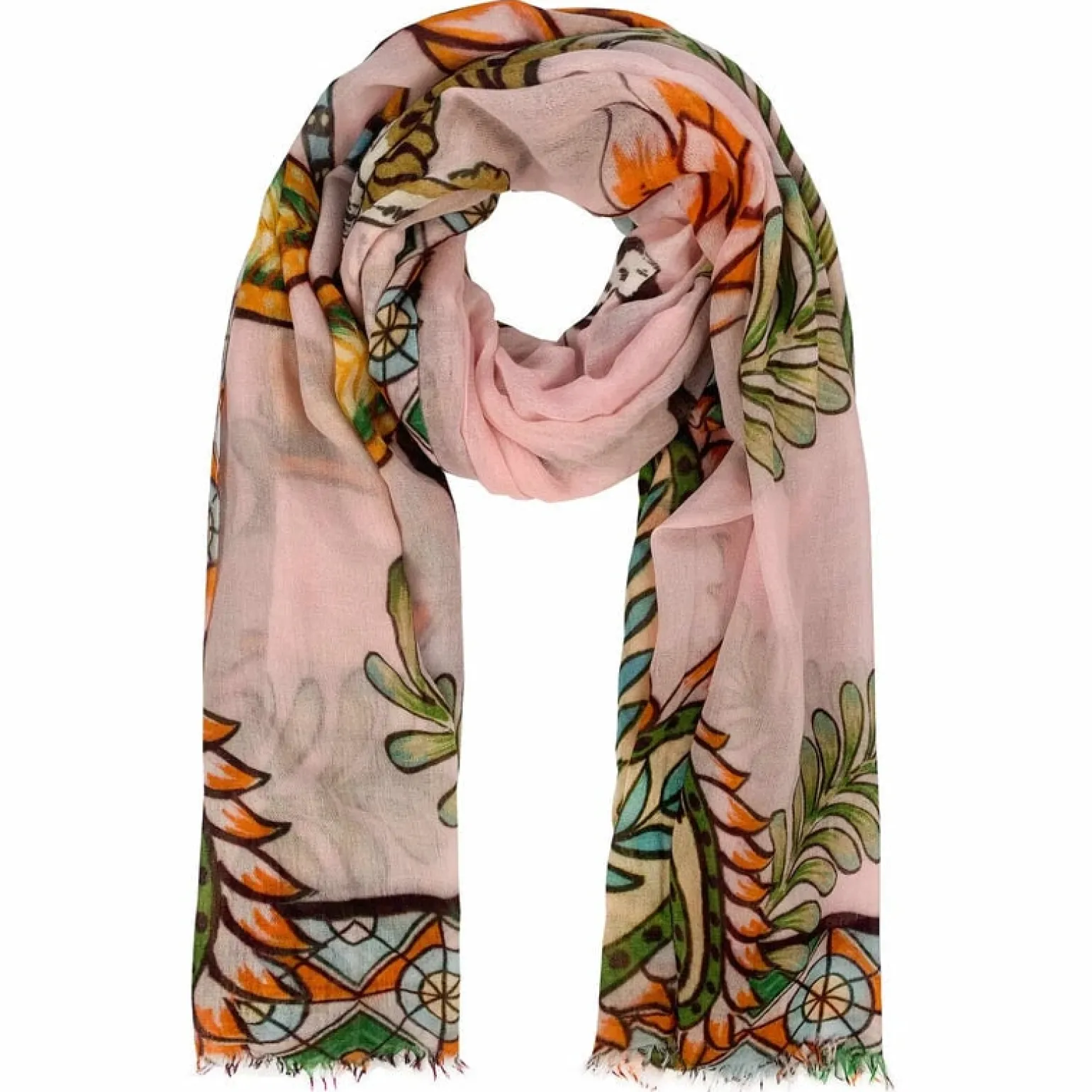 Tiger & Jungle Cashmere Scarf Rose