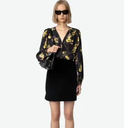 Turin Crepe Blouse Black Yoko Floral Print