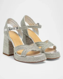 Valle Metallic Braided Platform Sandals Platino