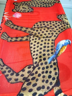 Venice Leopard Cashmere Scarf Red