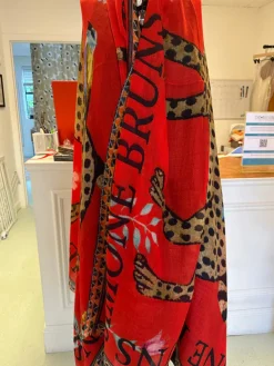 Venice Leopard Cashmere Scarf Red