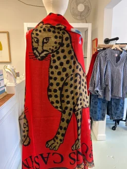 Venice Leopard Cashmere Scarf Red