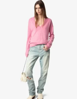 Vivi Patch Cashmere Sweater Phlox
