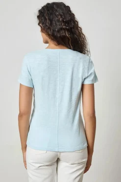 V-Neck Short Sleeve Back Seam Tee Spa