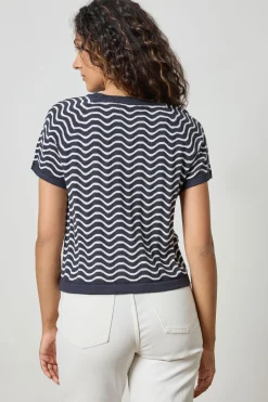 Wave Stitch Sweater Navy Wave