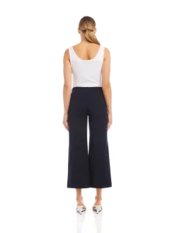 Wide Leg Cropped Pants Navy