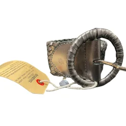 Wrapped Leather Belt Circle Buckle Covert Foil