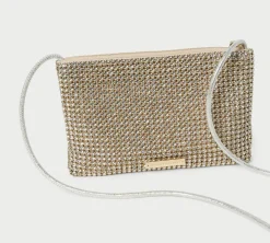 Yasmine Flat Clutch Gold Diamanté