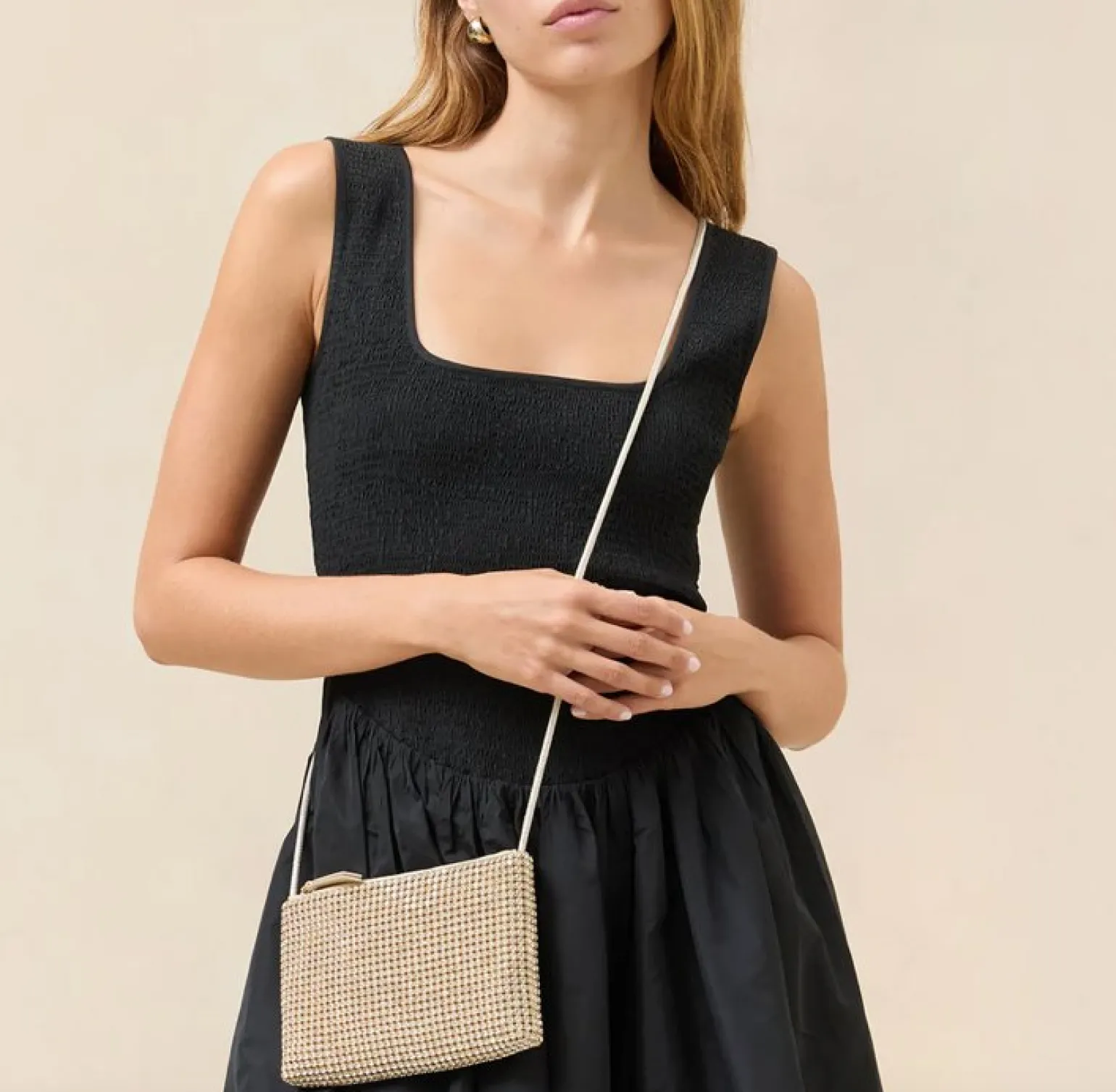 Yasmine Flat Clutch Gold Diamanté