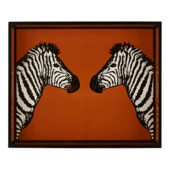 Zebra Lacquer Tray Orange
