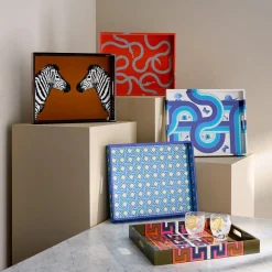 Zebra Lacquer Tray Orange