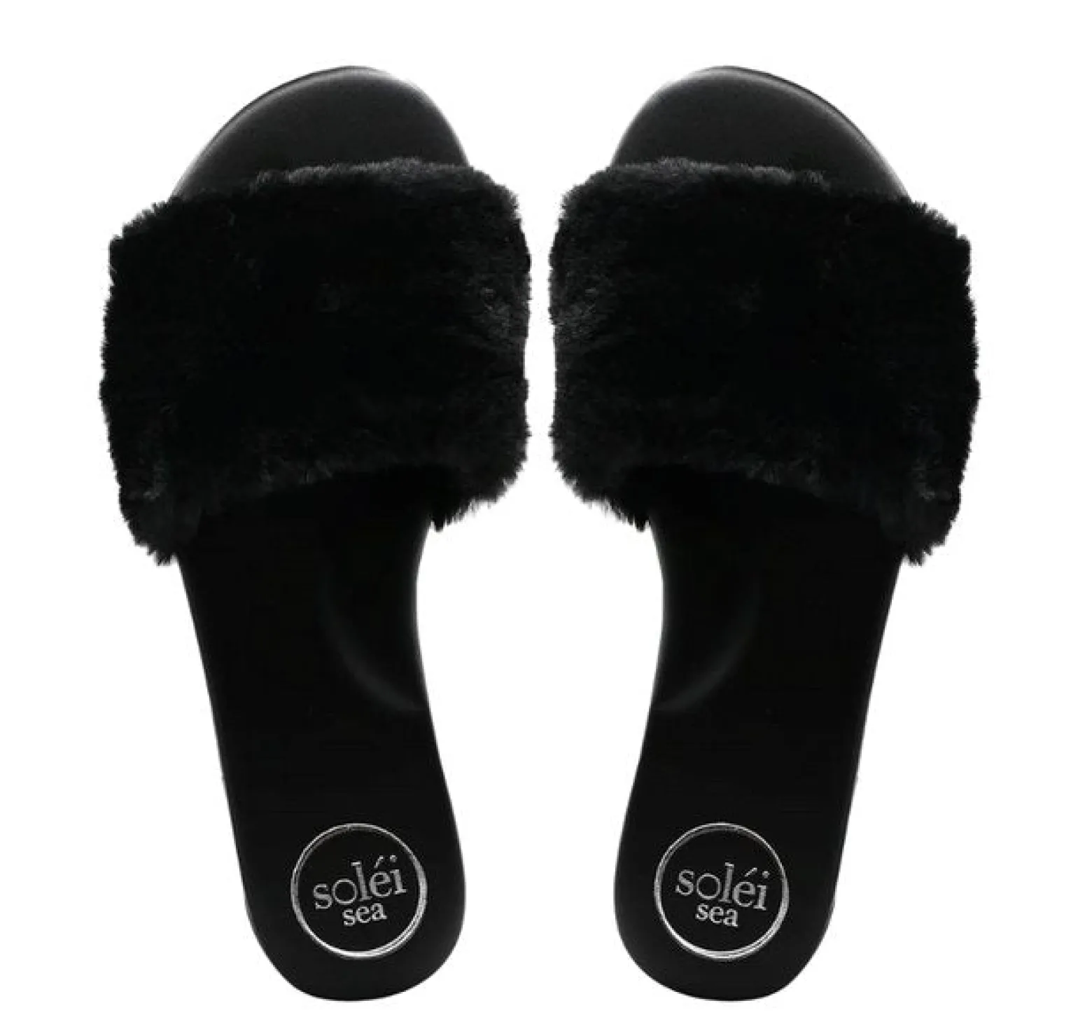 Ziela Fur-Strap Slide Black